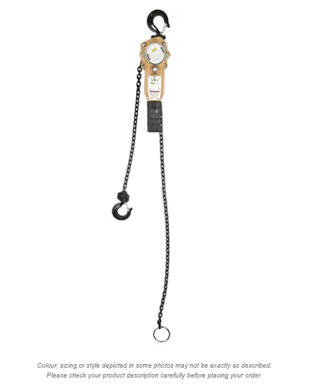 Heavy Duty Gold Series Lever Chain Hoist, 5' Lift, 500 lbs. (0.25 tons) Capacity, Alloy Steel Chain 3855 0502E