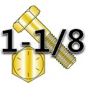 455: 1-1/8" UNC HEX CAP SCREW, GRADE 8, ZINC-YELLOW BAKE CR+6, (IMPORT)