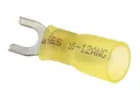 Standard Fork Terminal: Yellow, Polyolefin, Partially Insulated, #6 & #8 Stud, Crimp
