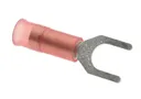 Standard Fork Terminal: Red, Nylon, Partially Insulated, #10 Stud, Crimp 0.5 to 1.5 sq mm, 600V 50 PACK