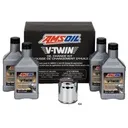 AMSOIL 20W-50 SYNTHETIC V-TWIN OIL CHANGE KIT - 4 QUARTS WITH CHROME FILTER