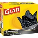 BAGS-GARBAGE, GLAD BLACK XL 135L 31"X42" 20/BOX (30312)
