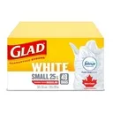 BAGS-GARBAGE, GLAD WHITE SMALL 25L 20"X20" 48/BOX
