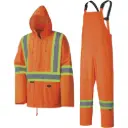 Pioneer 5598 Lightweight Waterproof Rain Suit, Polyester/PVC, High Visibility Orange