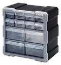 Drawer Cabinet, Plastic, 12 Drawers, 10-1/2" x 6-1/4" x 10-1/4", Black