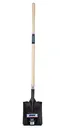 Heavy-Duty Square Shovel, Hardwood, Carbon Steel Blade, Straight Handle, 48" Long