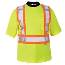 Safety T-Shirt, Polyester, X-Large, High Visibility Lime-Yellow