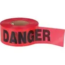DANGER BARRICADE TAPE, Bilingual, 3" W x 1000' L, 2 mils, Black on Red