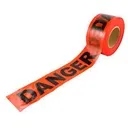DANGER BARRICADE TAPE, Bilingual, 3" W x 1000' L, 2.5 mils, Black on Red