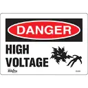 High Voltage Sign, 7" x 10", Vinyl, English with Pictogram