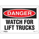 Watch For Lift Trucks Sign, 7" x 10", Aluminum, English